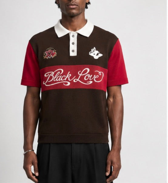 Black LOVE Knit Polo