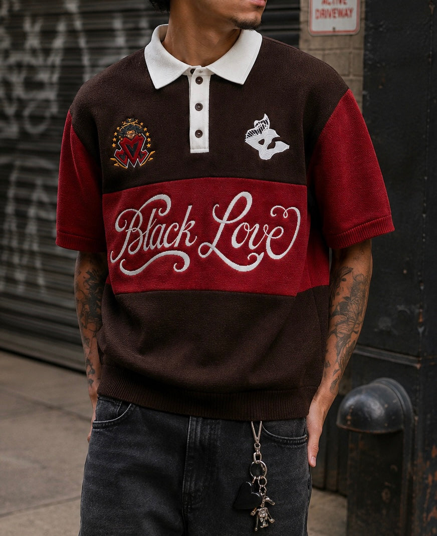 Black LOVE Knit Polo