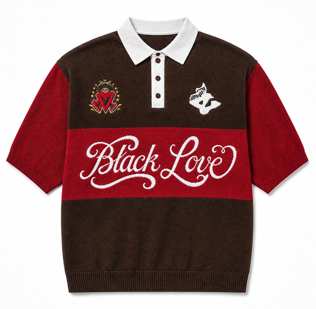 Black LOVE Knit Polo